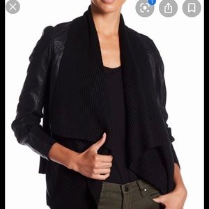 BLANK faux leather jacket with sweater detail